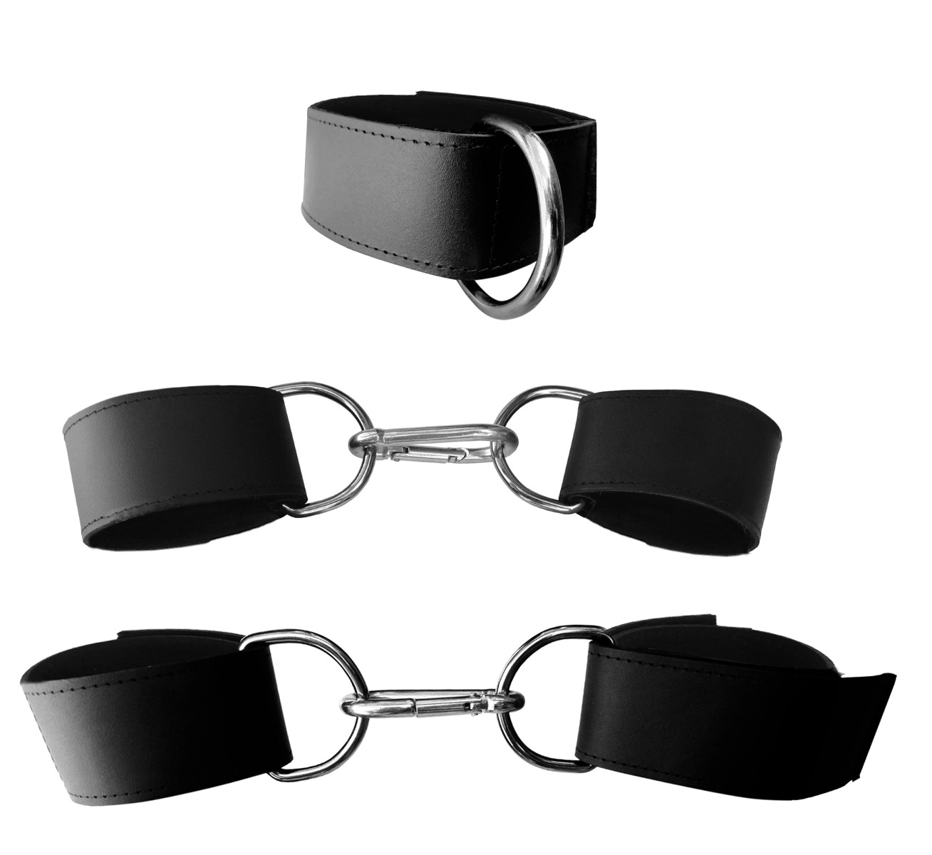 Leder Fesselset mit großen D-Ringen