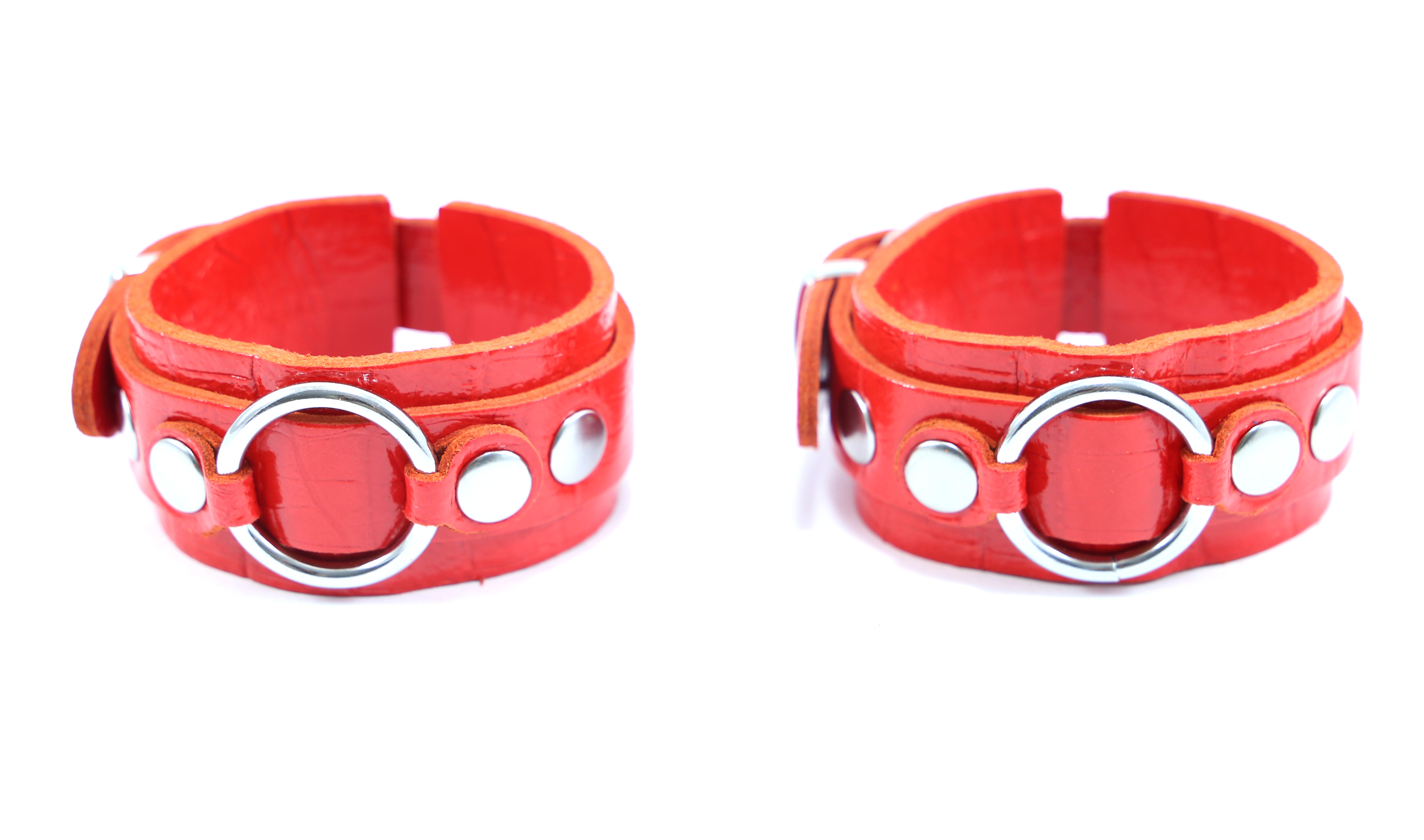 Handfessel Lackleder Kroko Rot