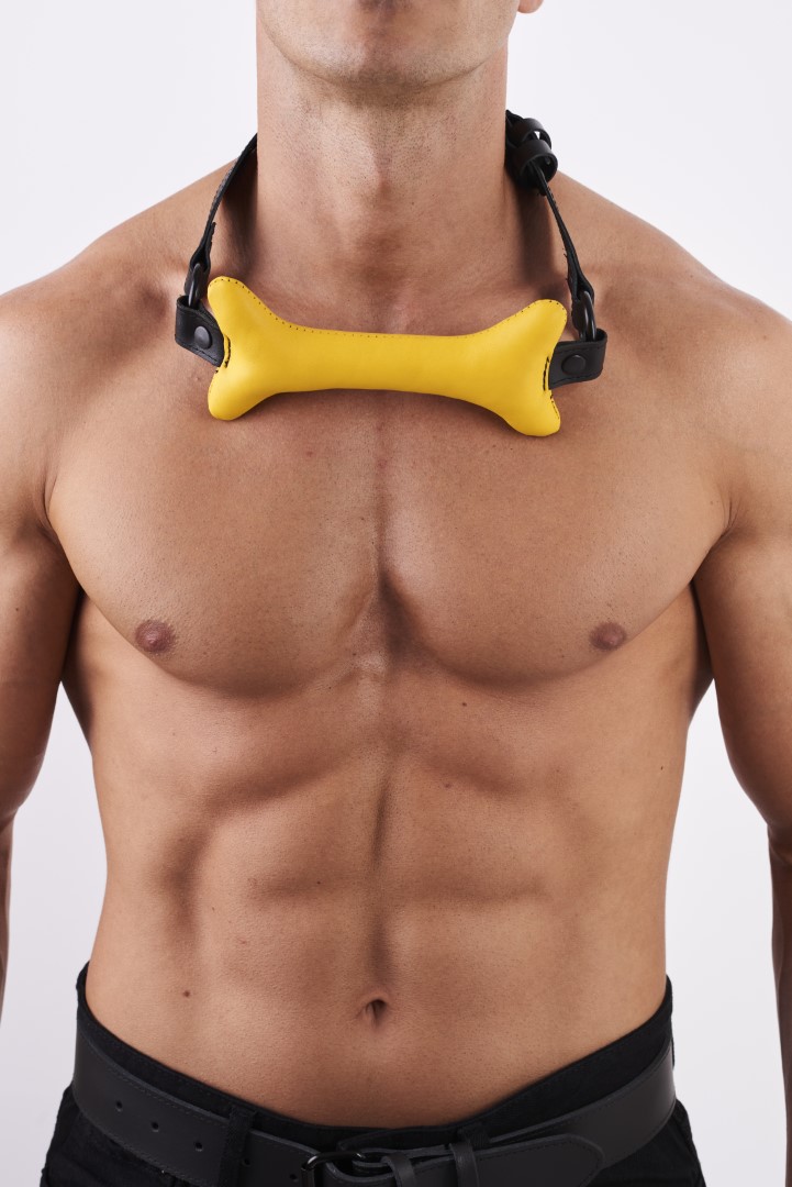 Doggy Leder Knochen Knebel Gelb