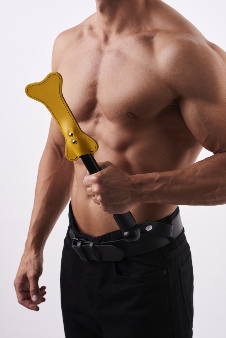 Leder Knochen Paddel Gelb