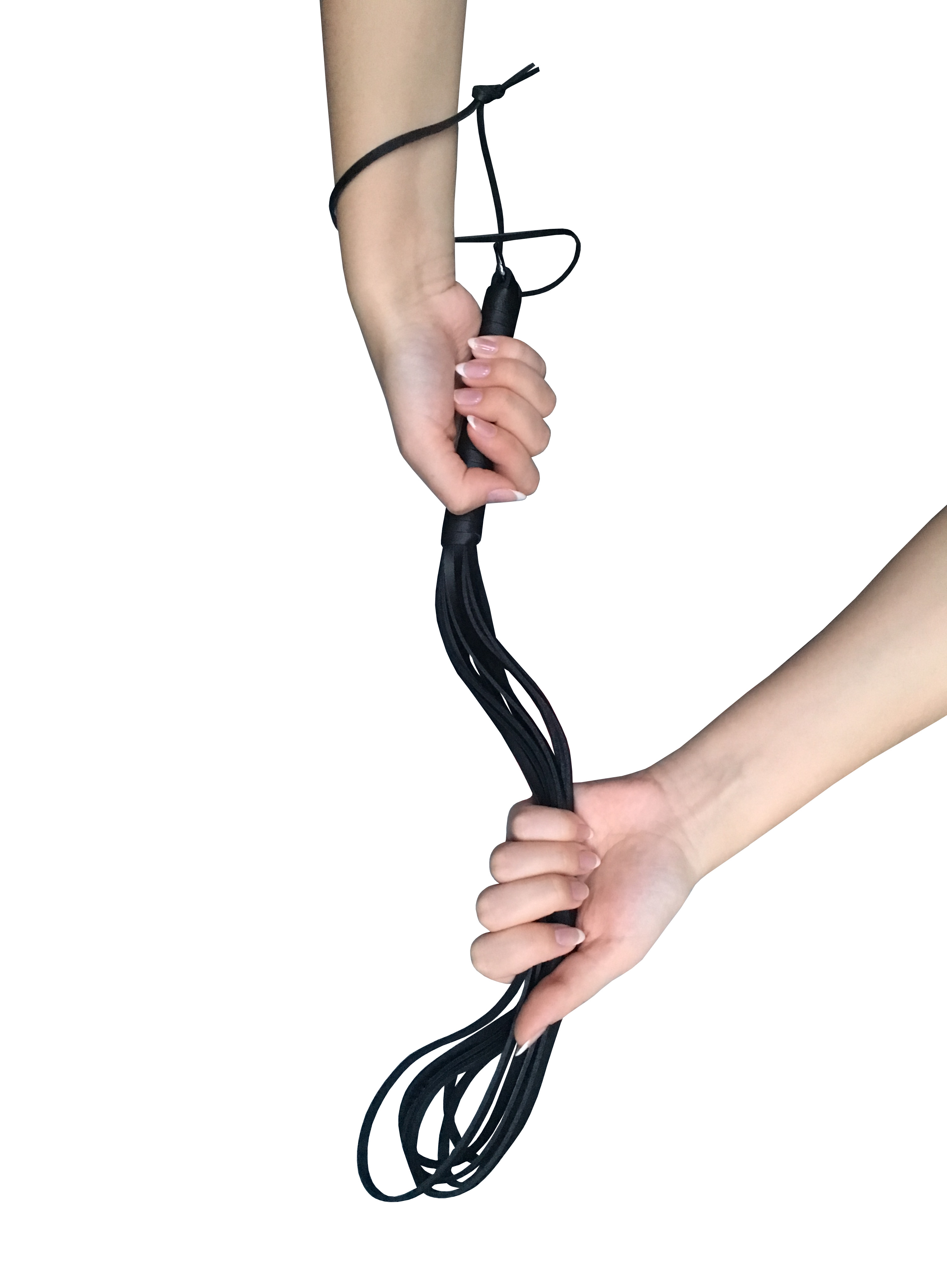 Peitsche aus robusten Lederriemen Schwarz